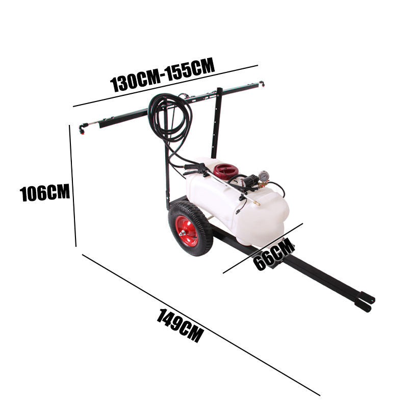 60L 12V ATV Tow Behind Sprayer 250cm Boom Weed Trailer Spray