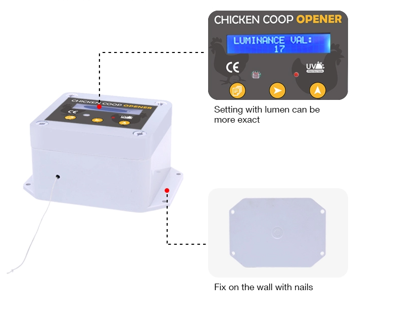 Automatic Chicken Coop Door Auto Door Opener Cage Closer Timer Light Sensor