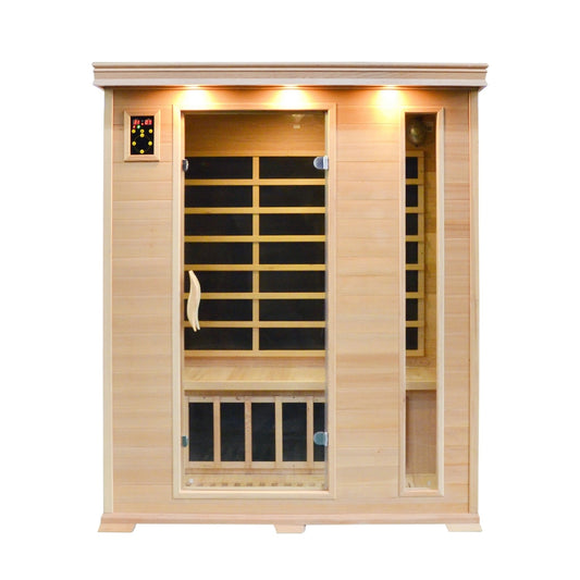 Greenland Luxury Carbon Fibre Infrared 3 Person Sauna 9 Heating Panels 2190W