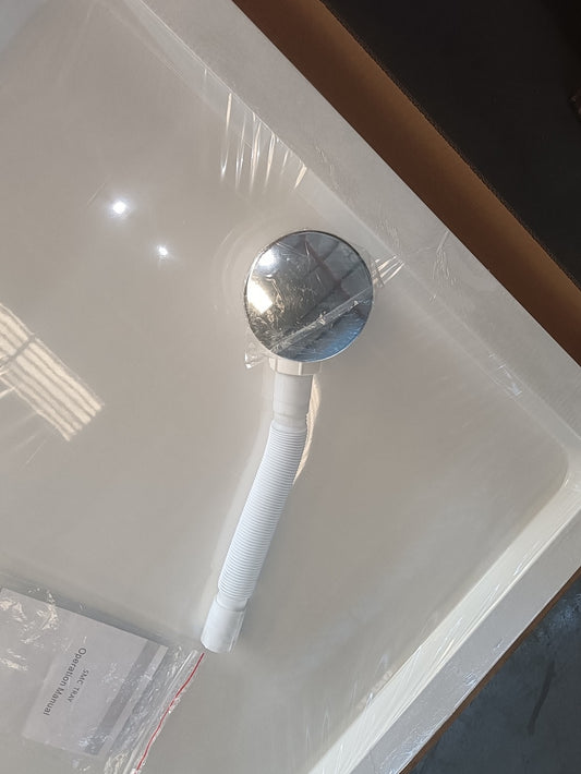 Square SMC Shower Tray Base 900x900x40mm White + Waste