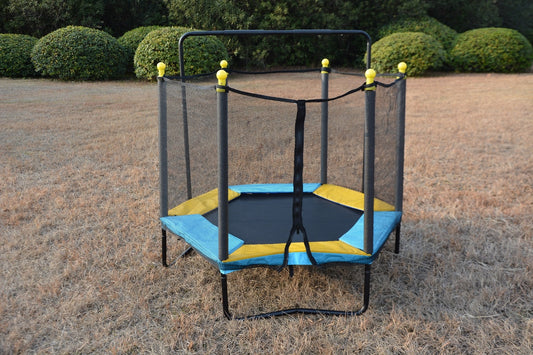 4.5FT / 55 inch Hexagon Springless Mini Trampoline with Enclosure Set & Chin Up Bar