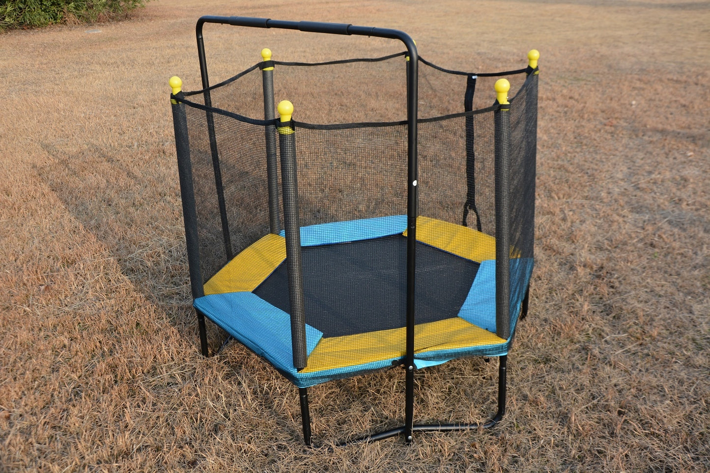 4.5FT / 55 inch Hexagon Springless Mini Trampoline with Enclosure Set & Chin Up Bar