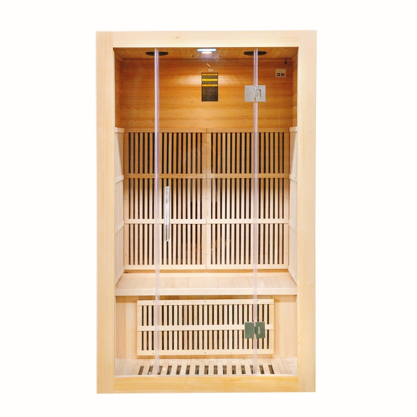 Greenland 2-Person Luxury Far-Infrared Sauna 8 Carbon Heater 1860W Full Glass Front Panel