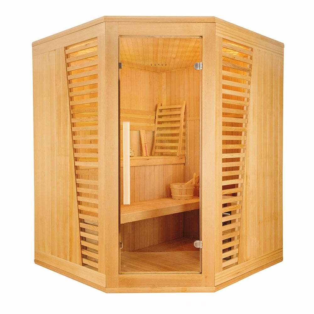 Greenland 3 Person Finnish Indoor Corner Traditional Steam Sauna 6000W