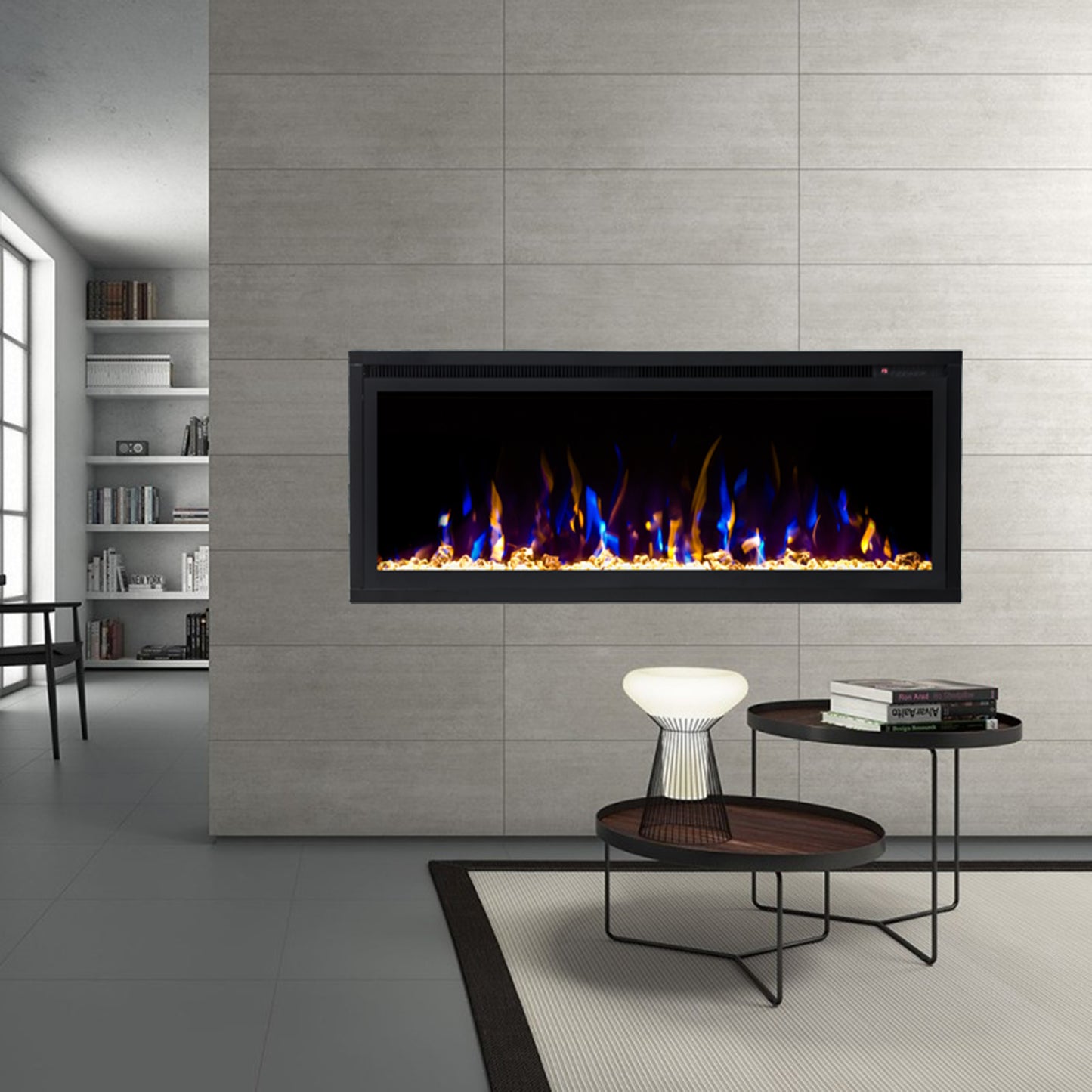 Horizon 50" Slim Trim Black Built-in Recessed / Wall mounted Heater Electric Fireplace