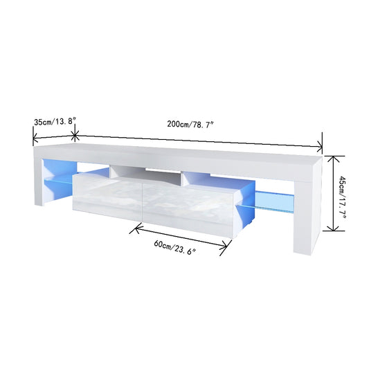 Modern LED TV Cabinet Entertainment Unit Stand 200cm White MLD06