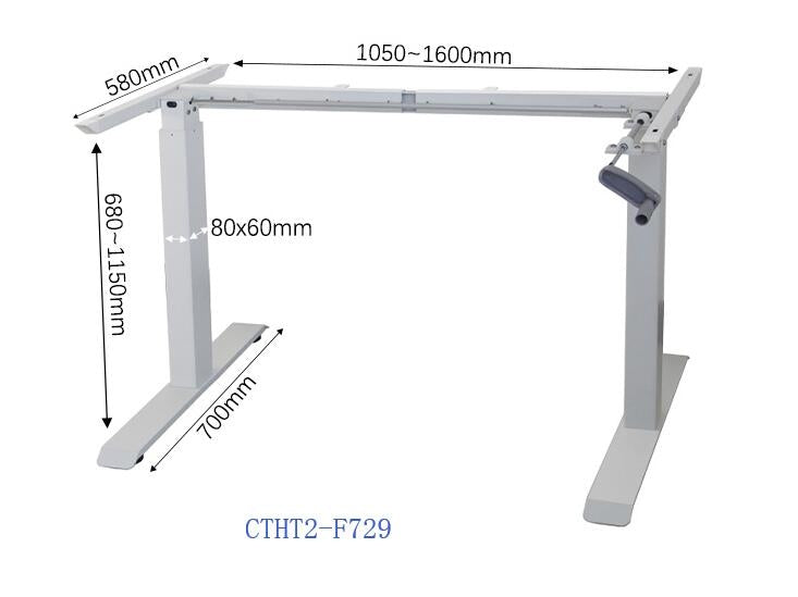 Manual 150x 70cm Height Adjustable Stand Up Computer Desk Standing Workstation