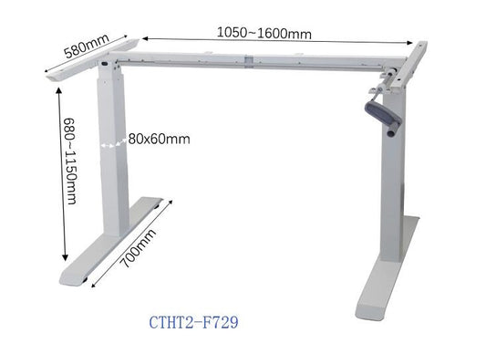 Manual Height Adjustable Stand Up Computer Desk Frame only