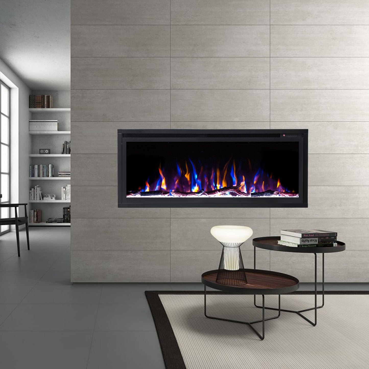 Horizon 50" Slim Trim Black Built-in Recessed / Wall mounted Heater Electric Fireplace