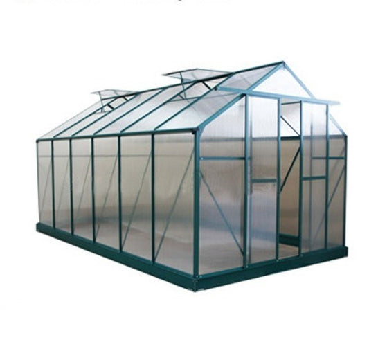 Polycarbonate & Aluminium Walk-in Greenhouse L319xW260xH165/258cm Green 6mm Panel