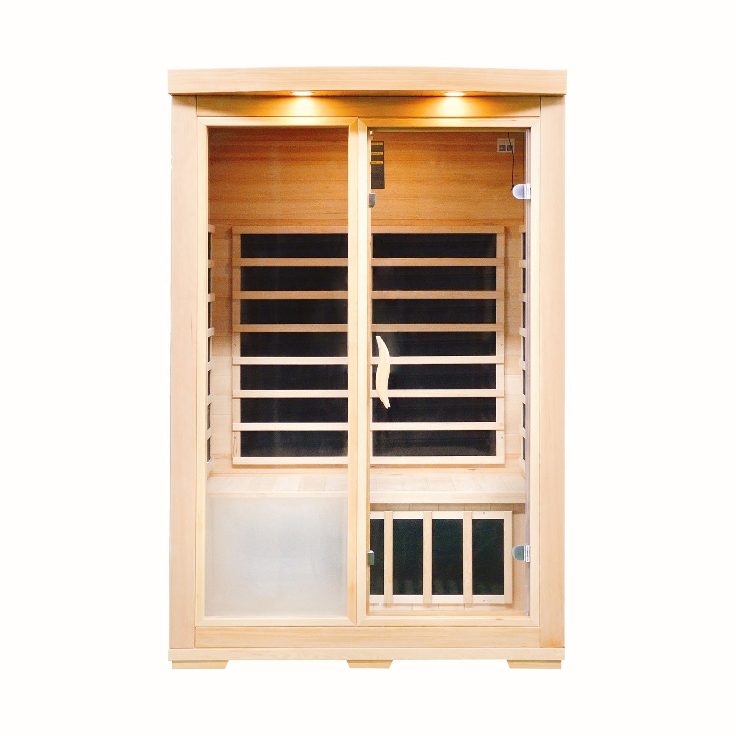 Greenland 2-Person Luxury Far-Infrared Sauna 8 Carbon Heater 1890W Full Glass Front Panel