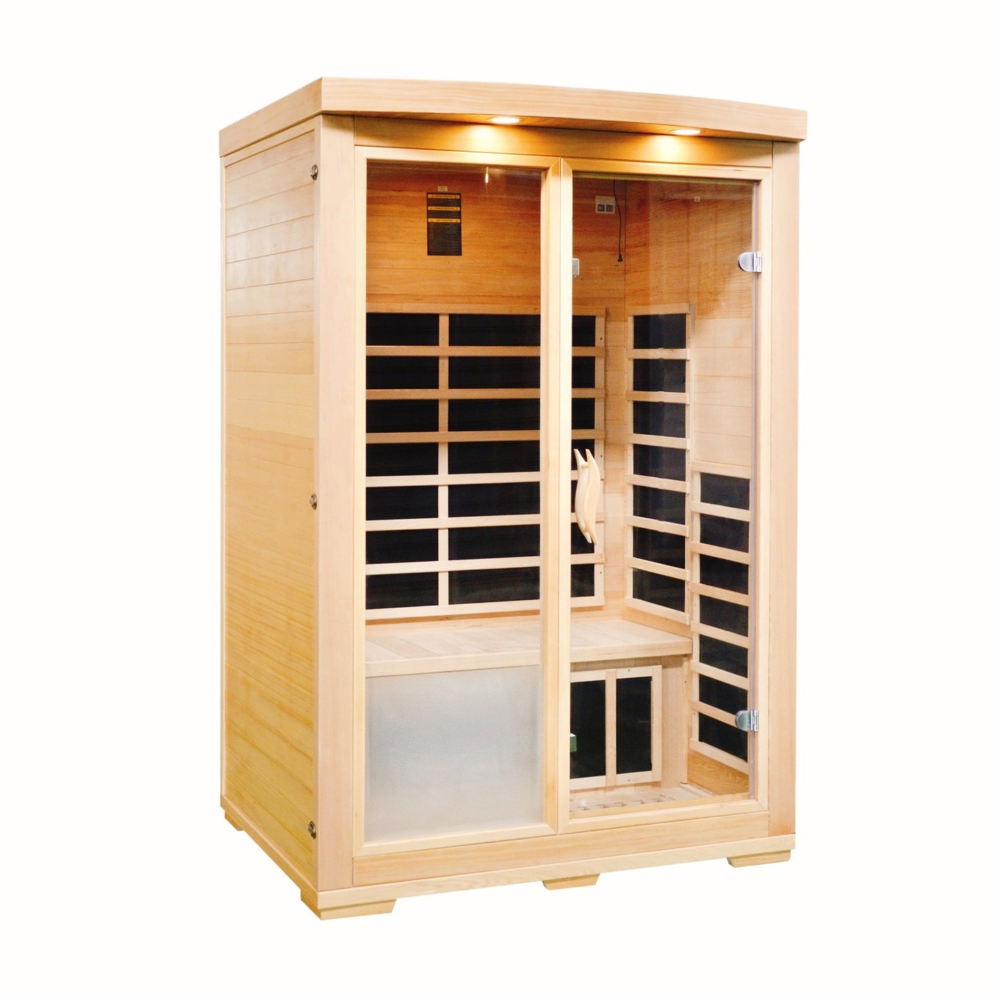 Greenland 2-Person Luxury Far-Infrared Sauna 8 Carbon Heater 1890W Full Glass Front Panel