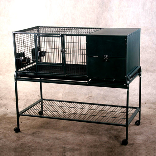 Raised Metal Rabbit Hutch Guinea Pig Ferret Hamster Cat House with Stand Wheels 127cm