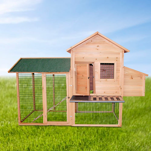 2M Large Villa Chicken Coop Hen House With Nesting Egg Cage