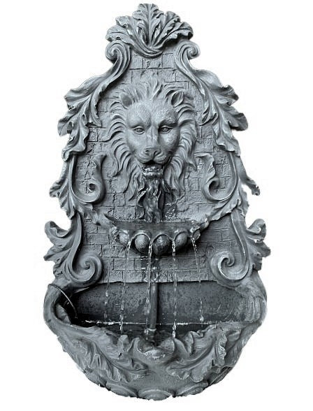 Garden Solar Wall Water Fountain Feature Lion Head Indoor Outdoor 78cm
