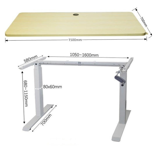 Manual 150x 70cm Height Adjustable Stand Up Computer Desk Standing Workstation