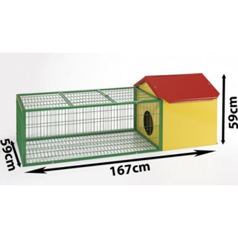 Large Metal Rabbit Hutch Guinea Pig Ferret Hamster Cat House with Run 167cm