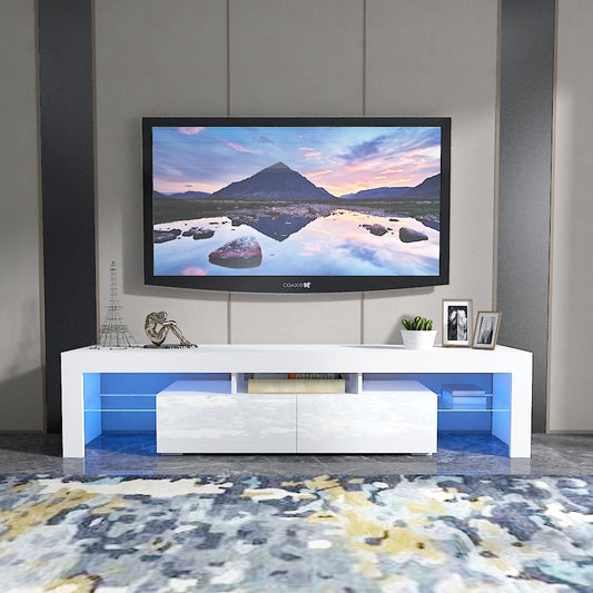 Modern LED TV Cabinet Entertainment Unit Stand 200cm High Gloss White MLD06