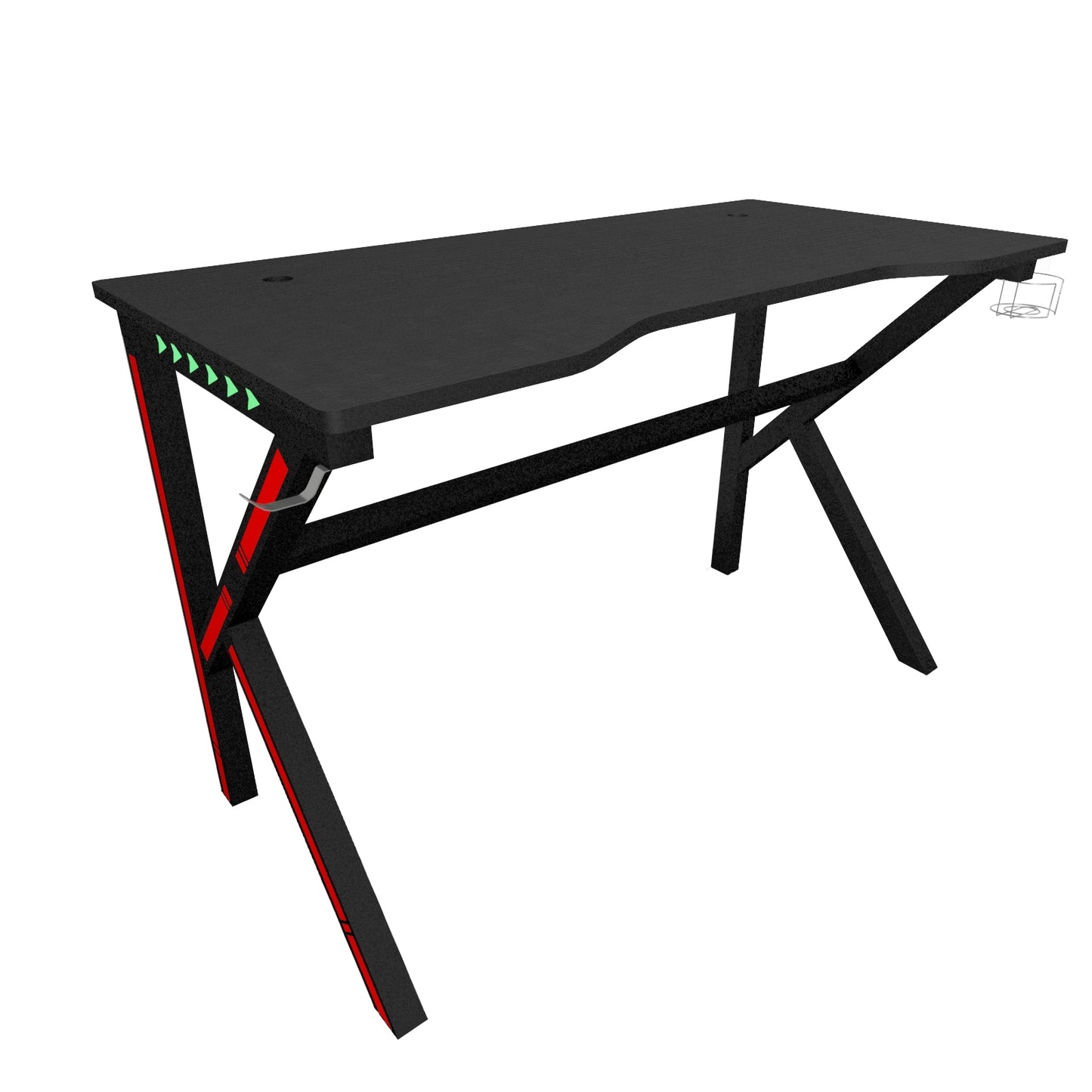 Gaming Computer Desk with LED Lights Cup Holder Headphone Hook 120x60x75cm