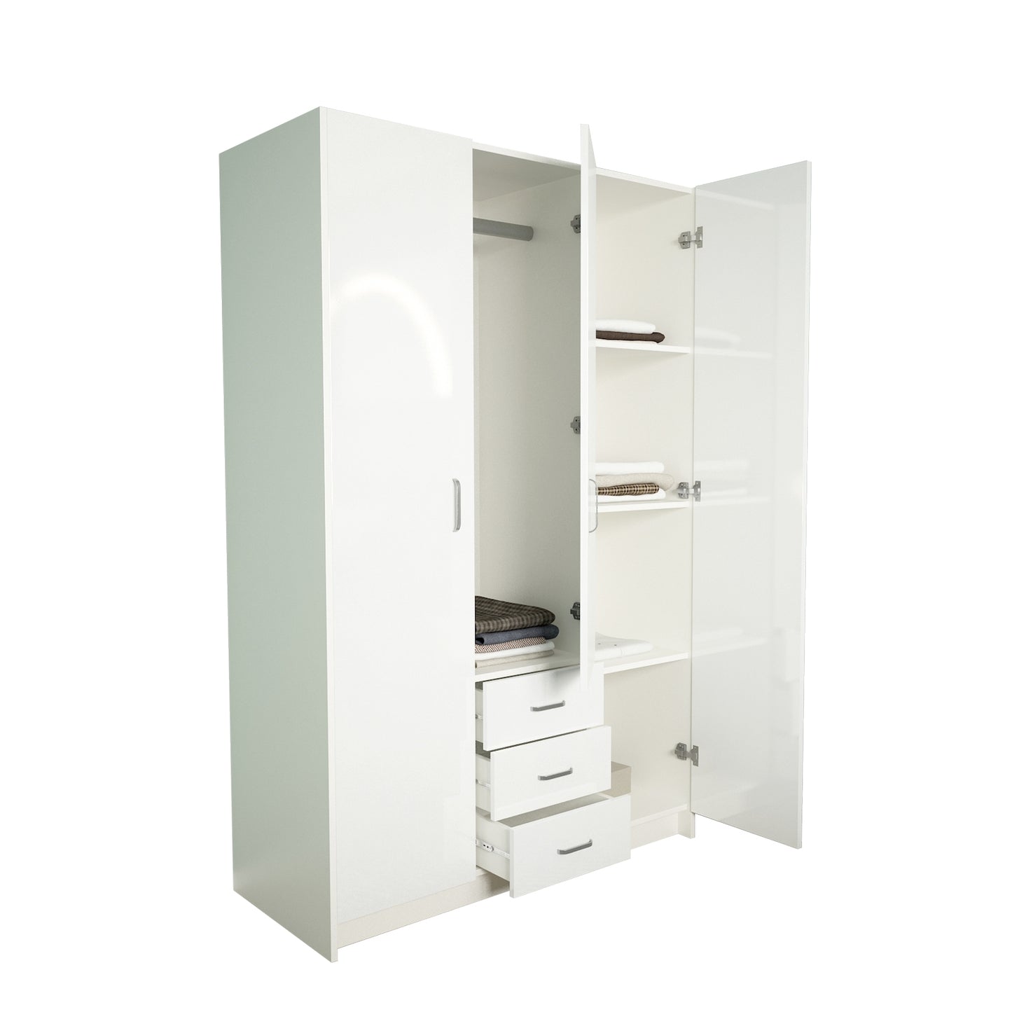 Modern High Gloss 3 Door Home Wardrobe 115x50x181cm