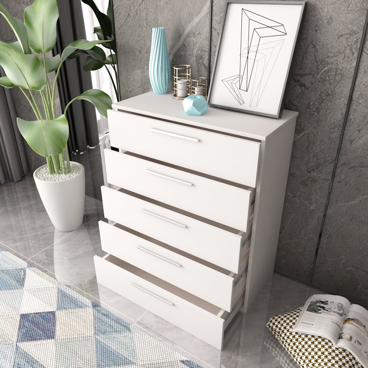 5 Drawer Chest White