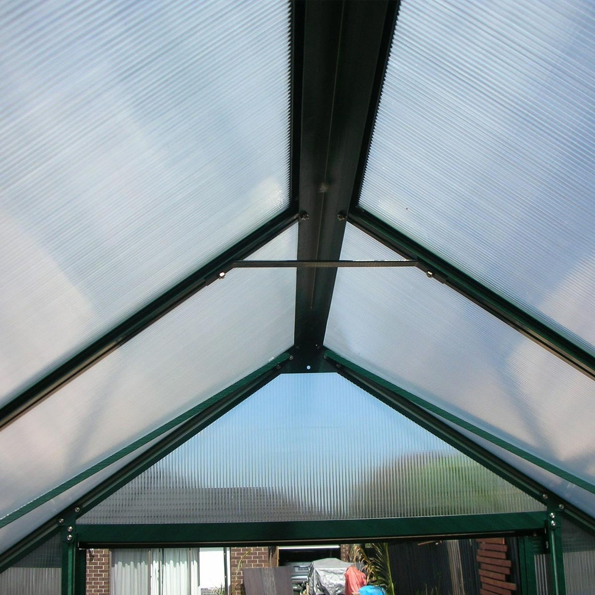 Polycarbonate & Aluminium Walk-in Greenhouse L319xW260xH165/258cm Green 6mm Panel