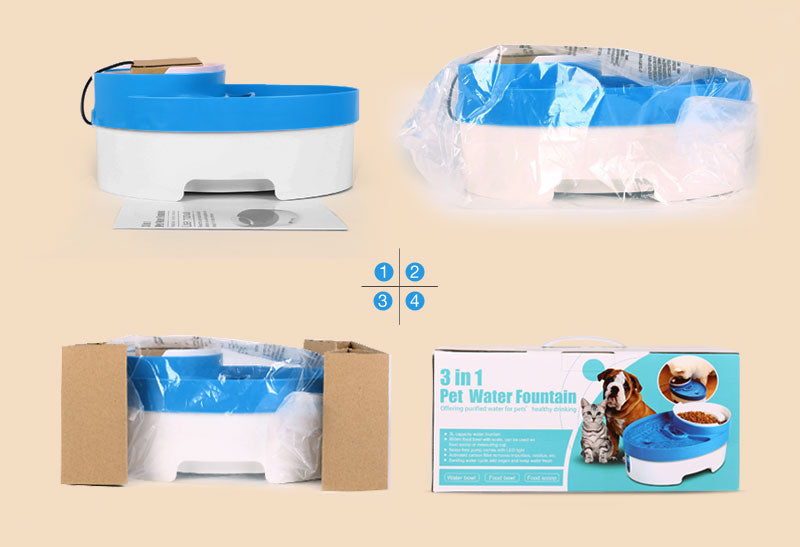 3L Auto Waterfall Drinking Fountain Cat dog Pet Drinker Water Bowl with Filter (Brown)
