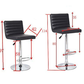 2x Black PU Leather Full Sectioned Kitchen Bar Stools