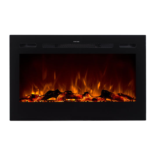 Victoria 36" Black Built-in Recessed / Wall mounted Heater Electric Fireplace