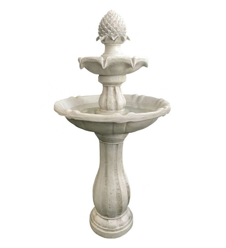 3 Tier Bird Bath Solar Water Fountain Ivory Extra Tall 112cm