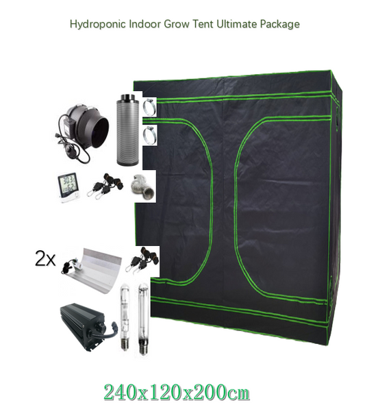 240x120x200cm Hydroponic Indoor Grow Tent Ultimate Package 600Wx2 and 6" Fan/Filter
