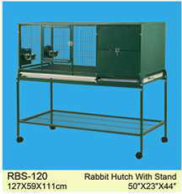 Raised Metal Rabbit Hutch Guinea Pig Ferret Hamster Cat House with Stand Wheels 127cm