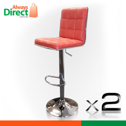 Height Adjustable Bar Stools PVC Leather Red x 2 