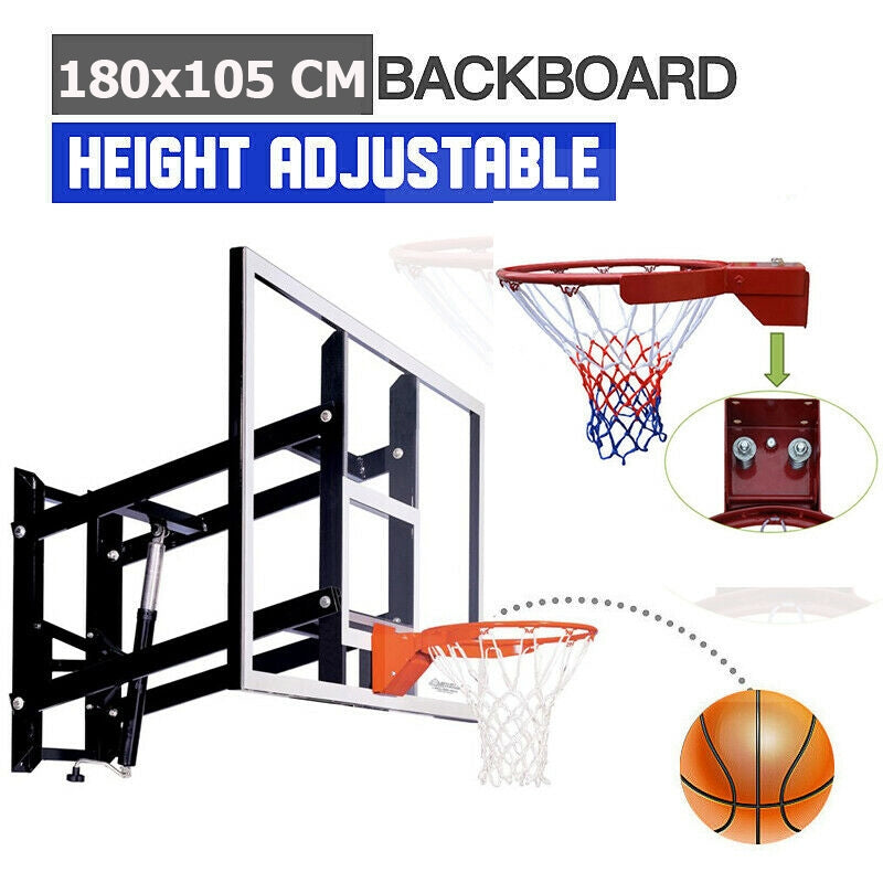 Pre-order Wall-Mount 10mm Tempered Glass Basketball Backboard Height Adjustable 180x105cm