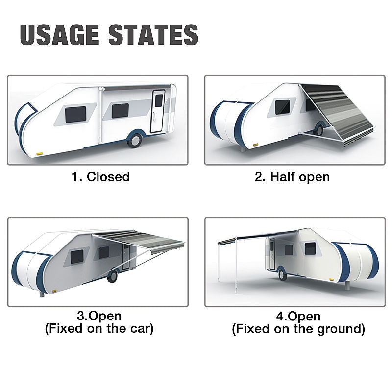 12ft x8ft Caravan Roll out Awning Annex Aluminium Construction Complete Pack