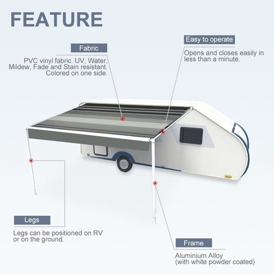 12ft x8ft Caravan Roll out Awning Annex Aluminium Construction Complete Pack