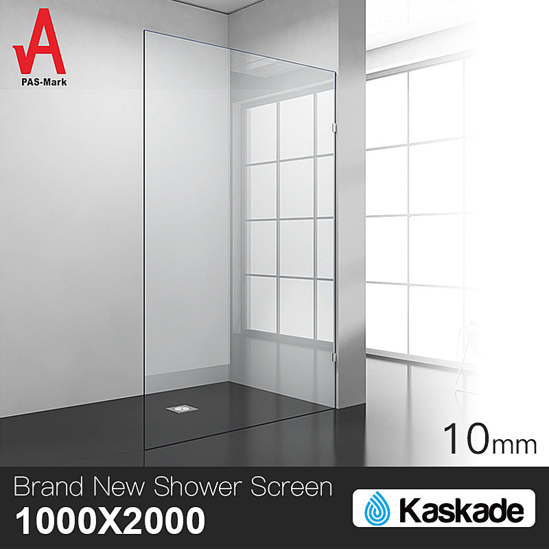 1000 x 2000mm Frameless 10mm Safety Glass Shower Screen
