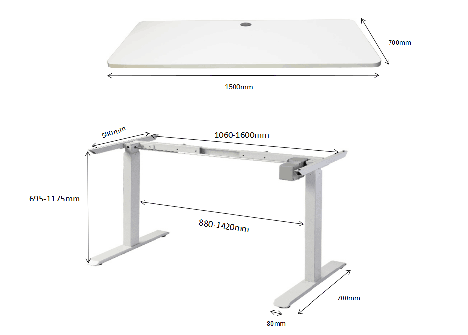 Electric Height-adjustable Computer & Laptop Standing Desk Single Motor White Frame  Maple Top