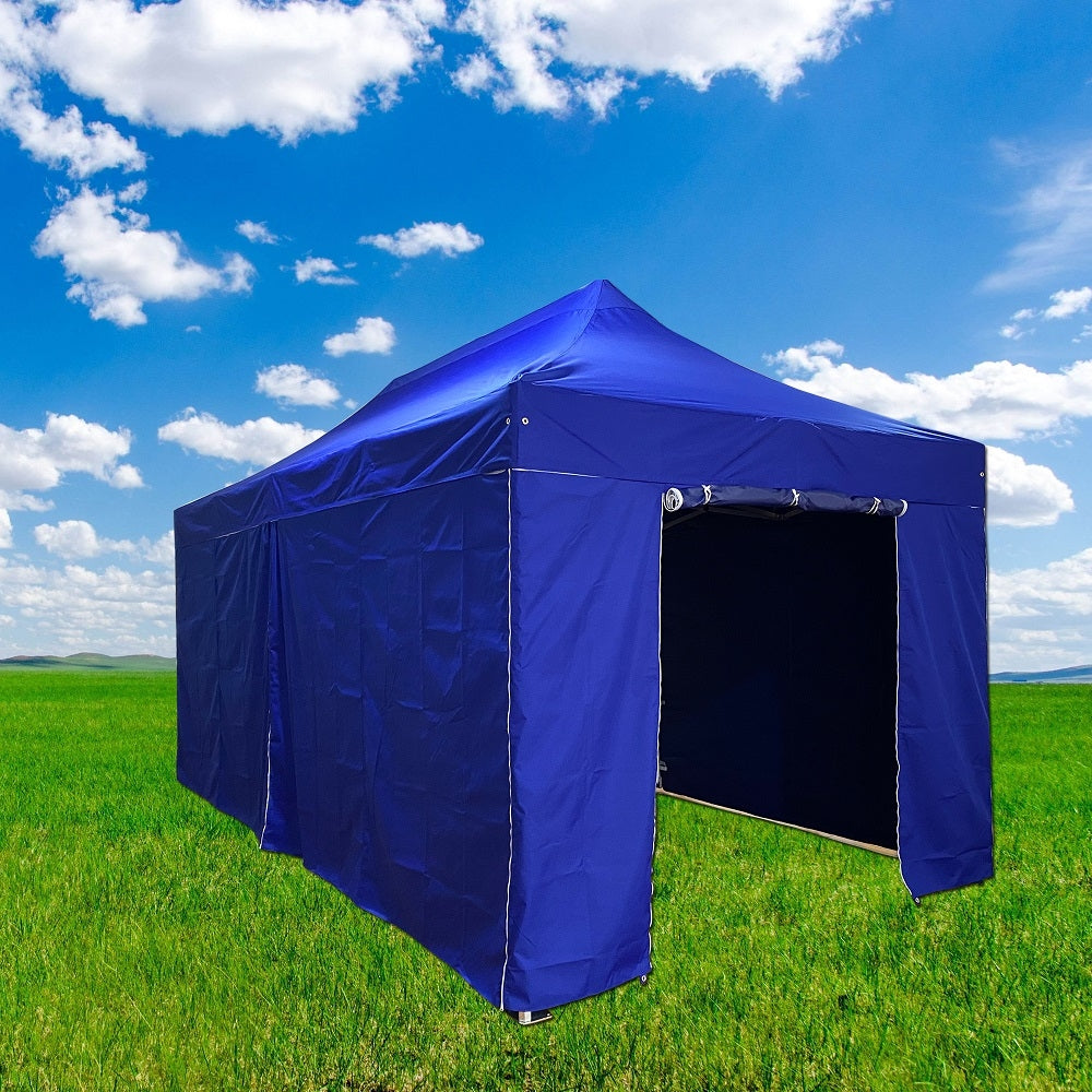 Deluxe 3X6m Premier Grade Aluminum HEX 50 Folding Gazebo Marquee Pop Up Outdoor Canopy 4 side walls Blue