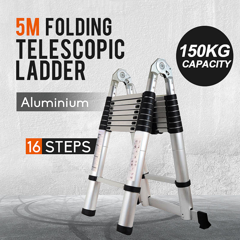 Multi Purpose 5 Meter Aluminium Telescopic Extension Ladder