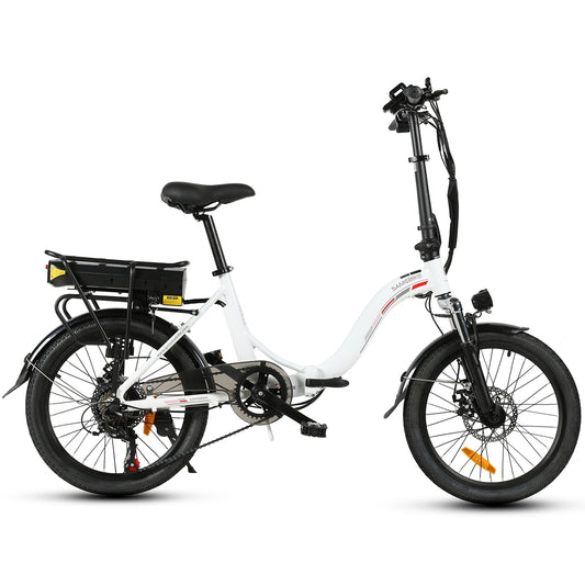 SAMEBIKE 350W Folding Electric Bike Bicycle 20KM/H E-bike White