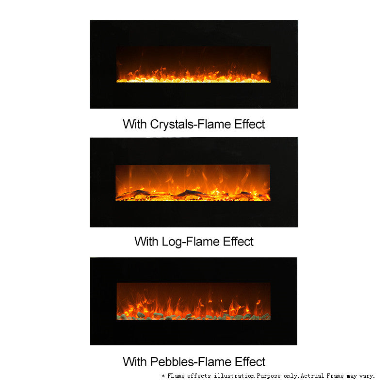 Victoria 50" Black Built-in Recessed / Wall mounted Heater Electric Fireplace