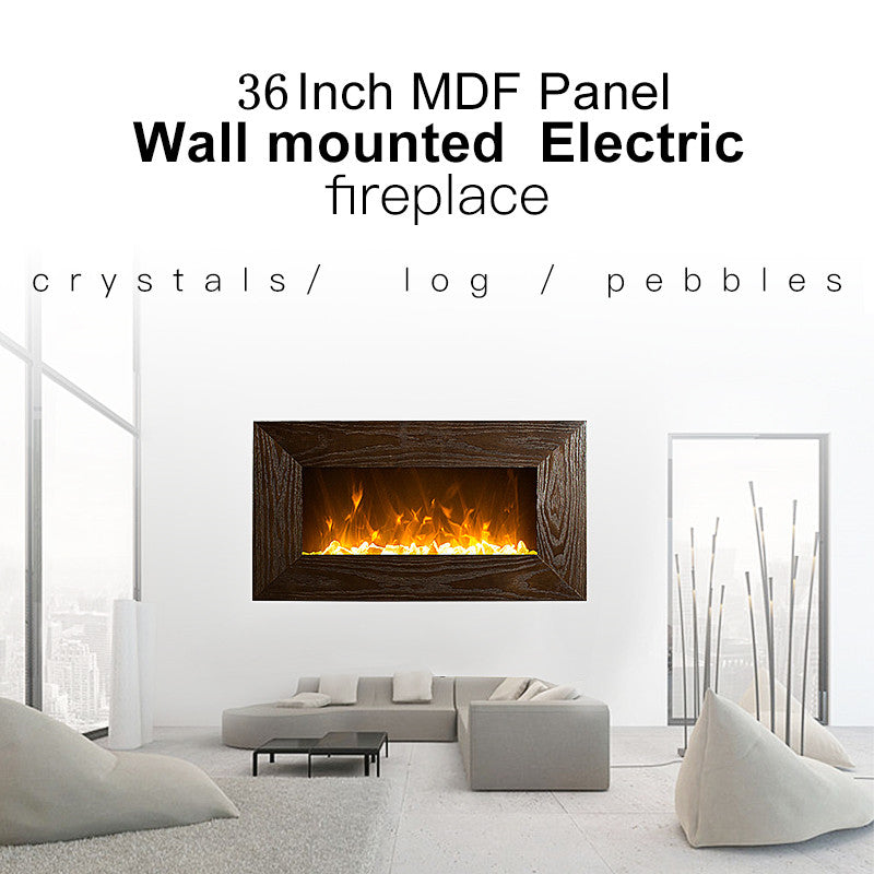 1500W 36" Wooden Frame (MDF) Wall Mounted Electric Fireplace Heater