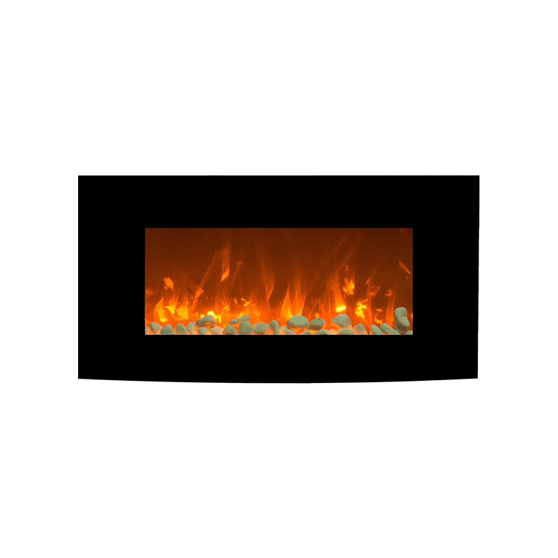 1500W 36" Black Curved Wall Mounted Electric Fireplace Heater Fire Flame