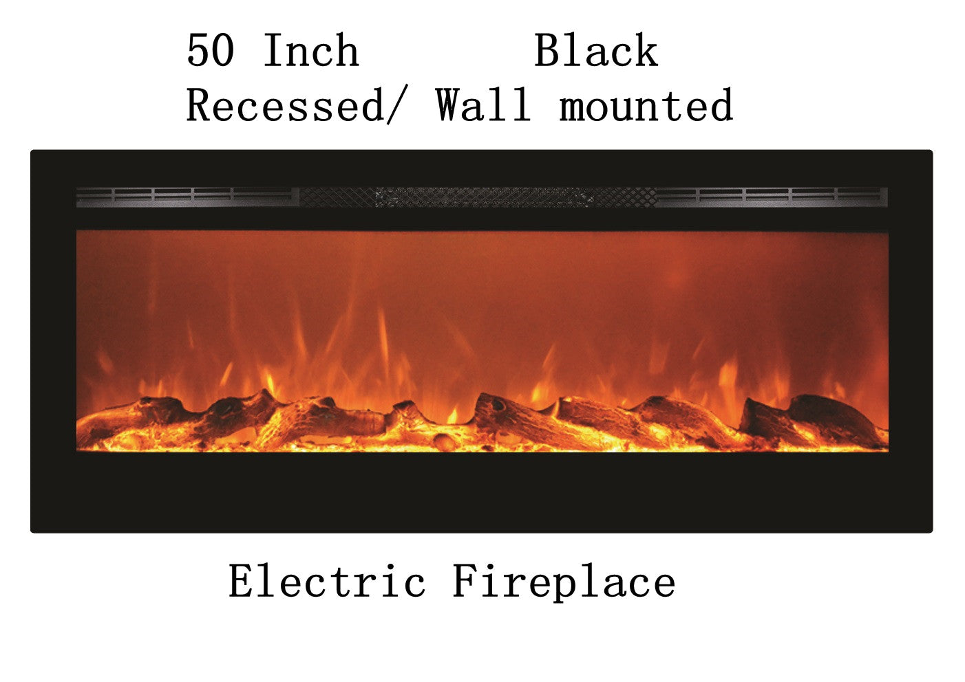 Victoria 50" Black Built-in Recessed / Wall mounted Heater Electric Fireplace