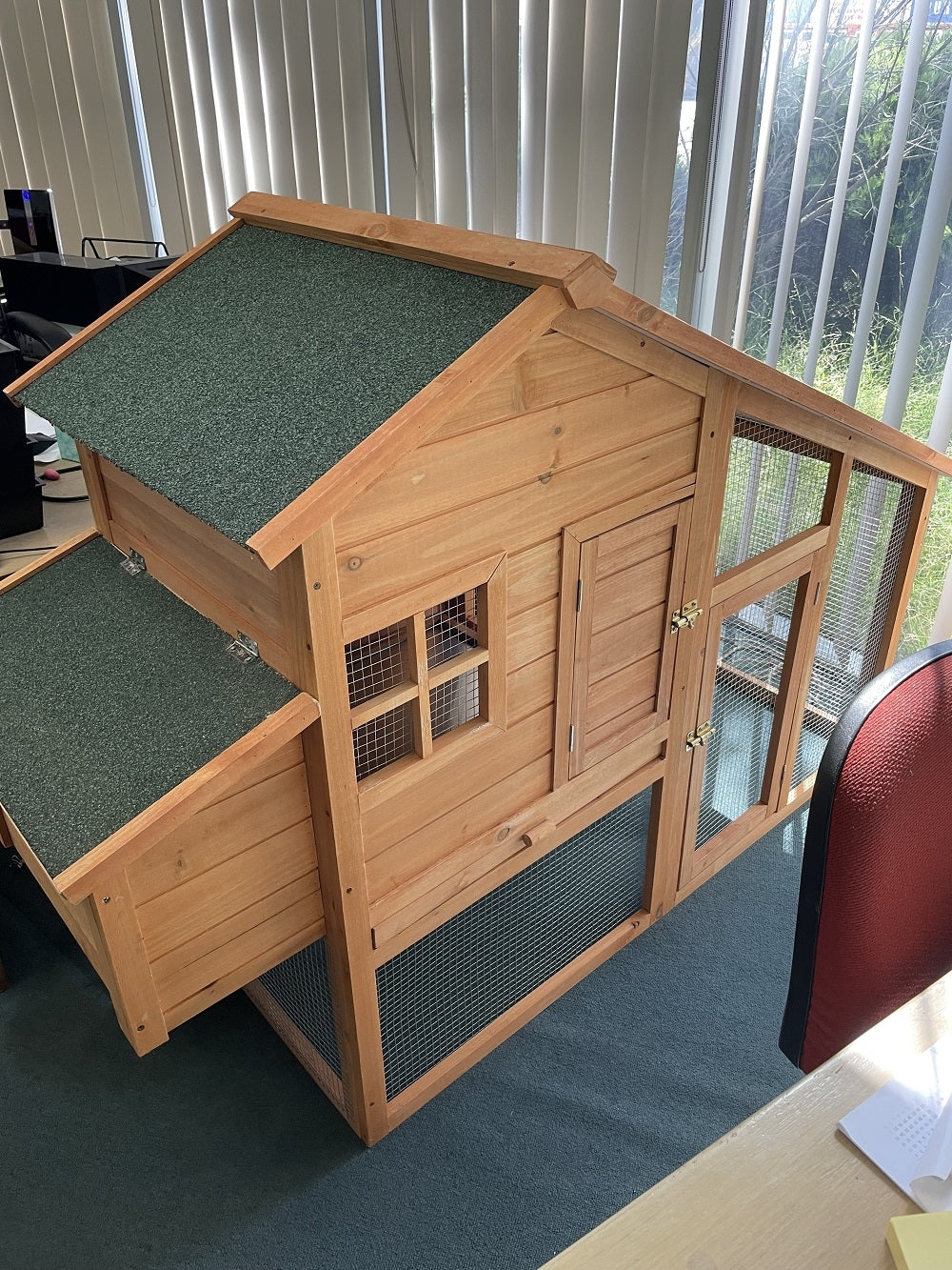 Weatherproof Villa Chicken Coop Hen House Rabbit Guinea Pig Ferret Hutch with Nesting Box 173x65x120Hcm