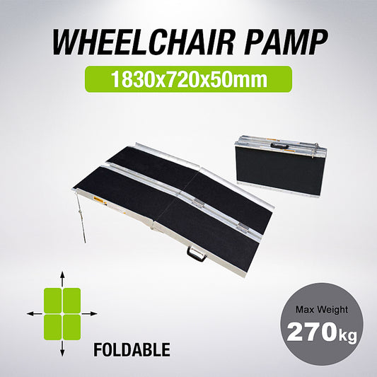 6FT Anti-slip Portable Aluminum Multi-fold Wheelchair Scooter Ramp Max 270kg