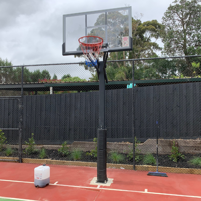 55 Inch In-ground Basketball Slam Dunk System Tempered Glass Backboard