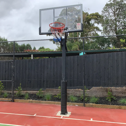 55 Inch In-ground Basketball Slam Dunk System Tempered Glass Backboard