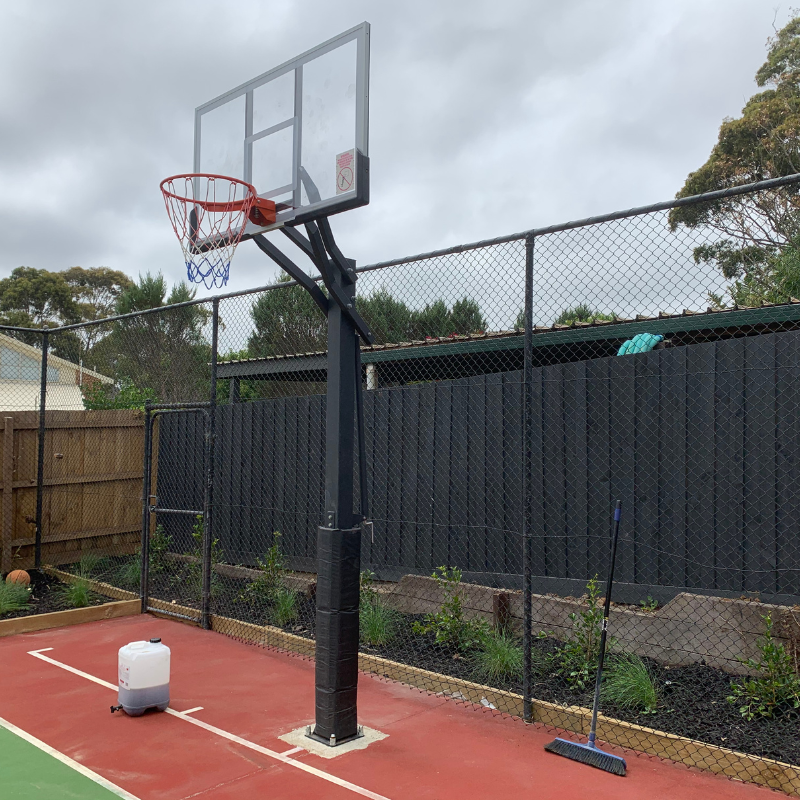 55 Inch In-ground Basketball Slam Dunk System Tempered Glass Backboard